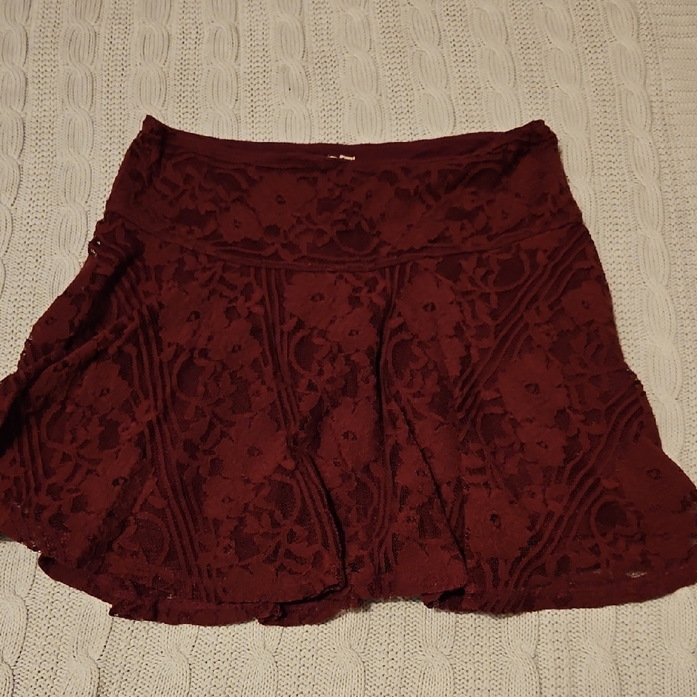 Hollister Small Burgundy Lace Skater Skirt